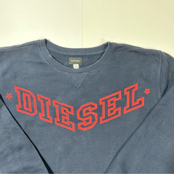 Men’s Diesel Crew Sweatshirt with Red Diesel Logo in Blue, Size Large - Picture 5 of 8
